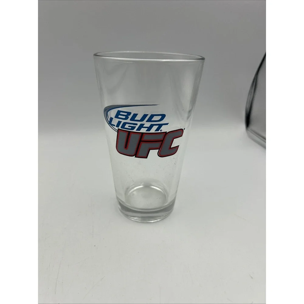 Bud Light Pint Glass Clear 16 oz UFC MMA Graphic Brew Logo